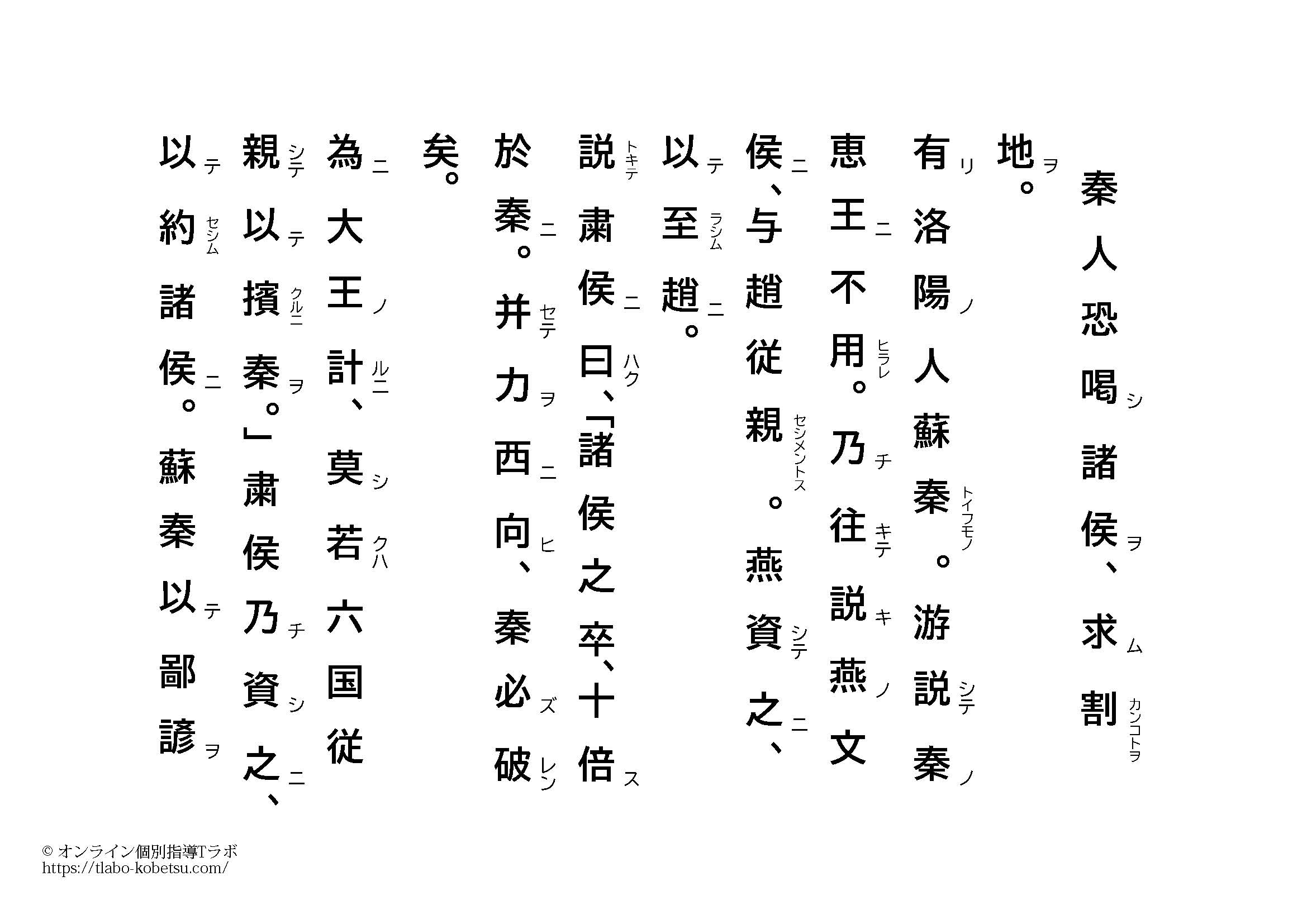 高校漢文 鶏口牛後 演習プリント